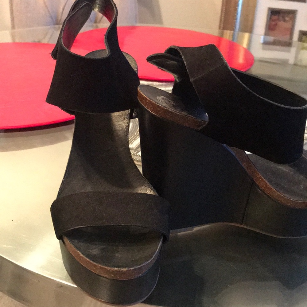Cute black wedge sandals! Vince Camino size 7